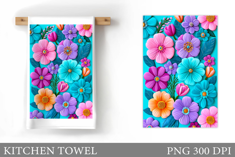 Flowers Kitchen Towel. Floral Kitchen Towel Sublimation