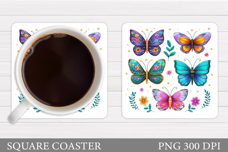 Butterflies Coaster Design. Butterflies Sublimation