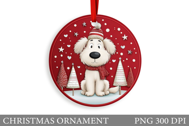 Cute Dog Christmas Ornament. Winter Dog Christmas Ornament
