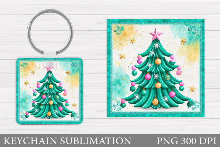 Christmas Tree Keychain. Christmas Keychain Sublimation