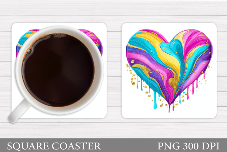 Hearts Coaster Sublimation. Hearts Square Coaster Design
