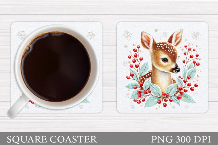 Christmas Deer Coaster Design. Christmas Coaster Sublimation example image 1