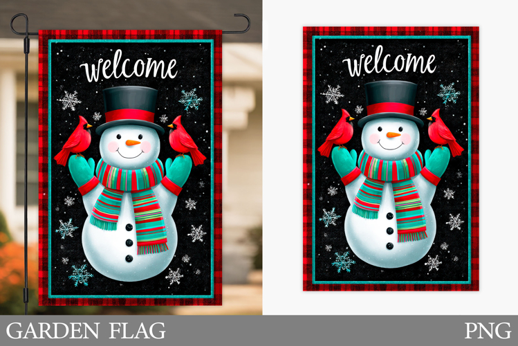 Cute Snowman Garden Flag. Christmas Garden Flag Design