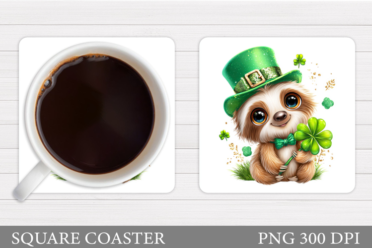 St Patrick Sloth Coaster. St Patrick Coaster Sublimation
