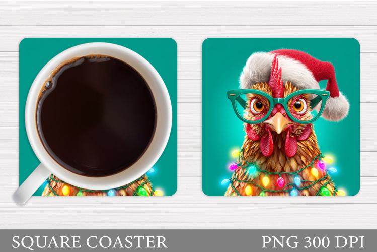 Christmas Chicken Coaster. Christmas Coaster Sublimation