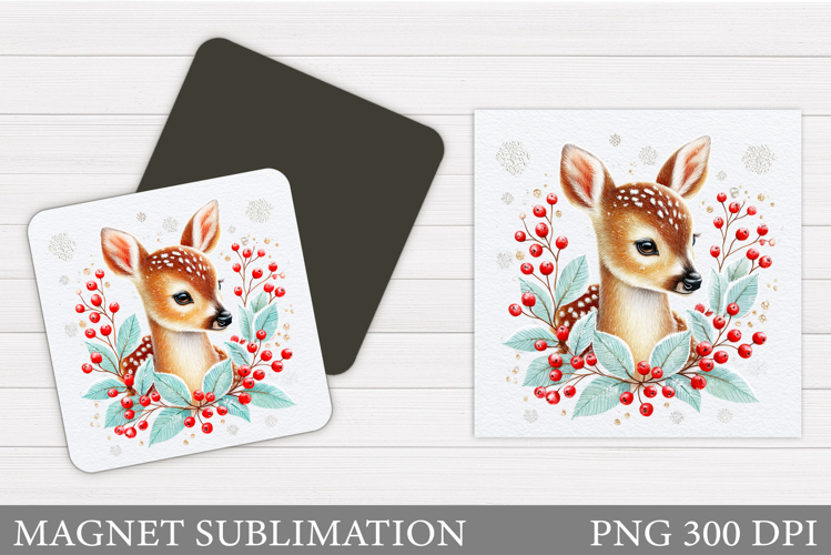 Christmas Deer Magnet Design. Christmas Magnet Sublimation