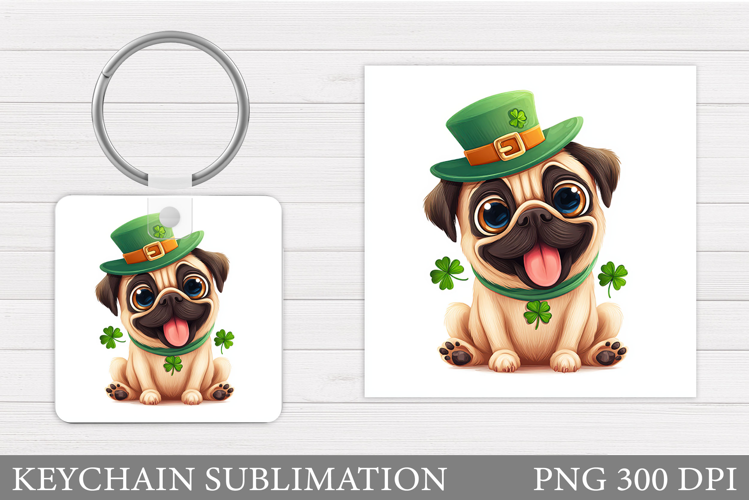 St Patrick Dog Keychain. St Patrick Keychain Sublimation