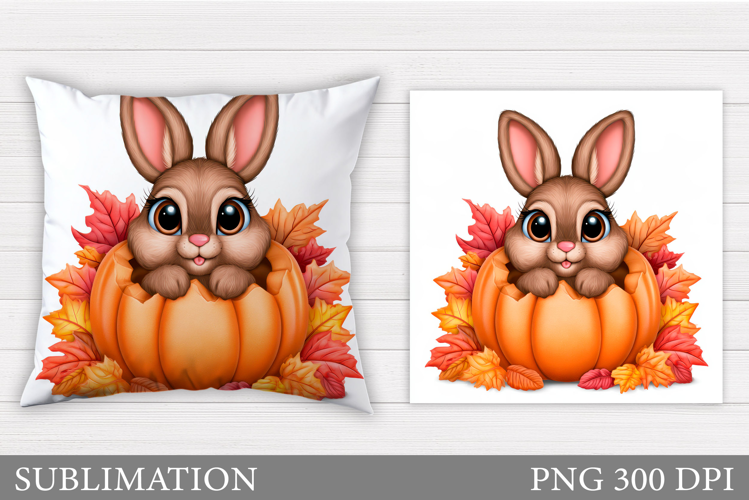 Fall Bunny Pillow Design. Fall Pillow Sublimation