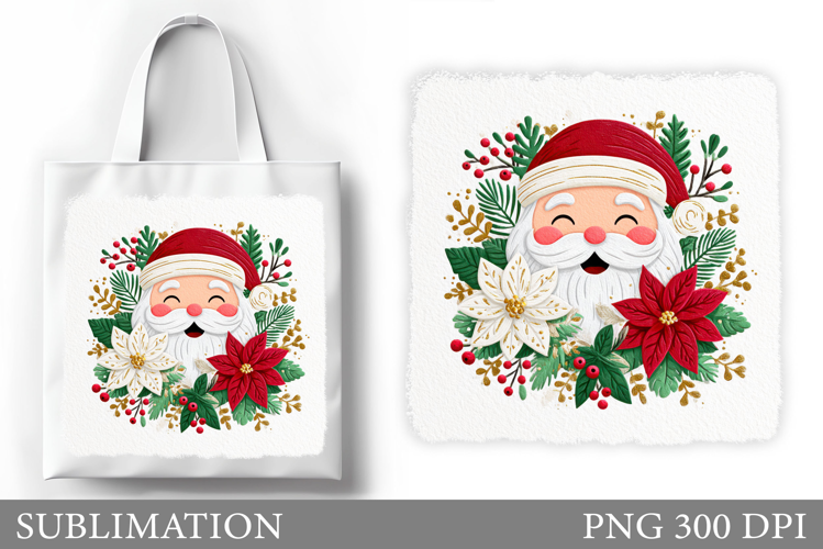 Cute Santa Claus Tote Bag. Christmas Tote Bag Sublimation