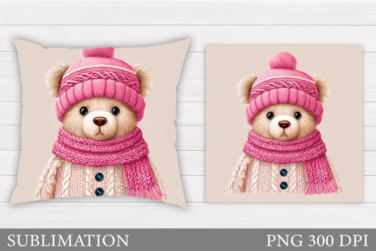 Christmas Bear Pillow Design. Christmas Pillow Sublimation