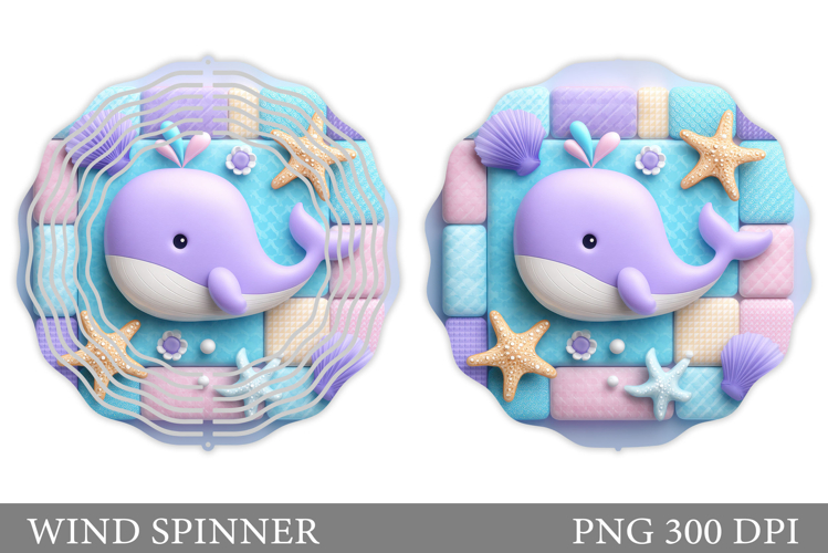 Whale Wind Spinner Sublimation. Sea Wind Spinner Design