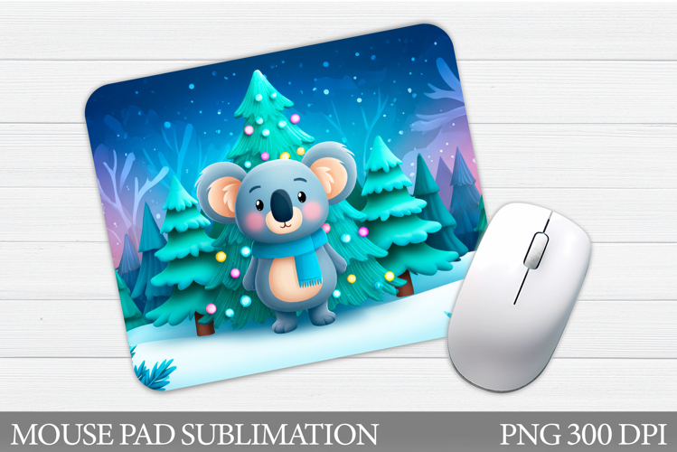 Cute Koala Mouse Pad Design. Christmas Mouse Pad Sublimation