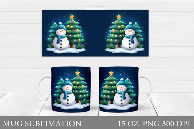 Christmas Snowman Mug Design. Christmas Mug Sublimation