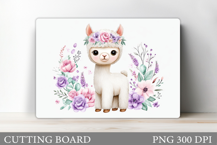 Lama Cutting Board Design. Lama Flowers Cutting Board