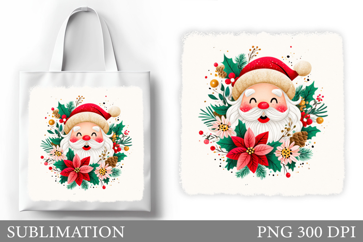 Cute Santa Claus Tote Bag. Christmas Tote Bag Sublimation