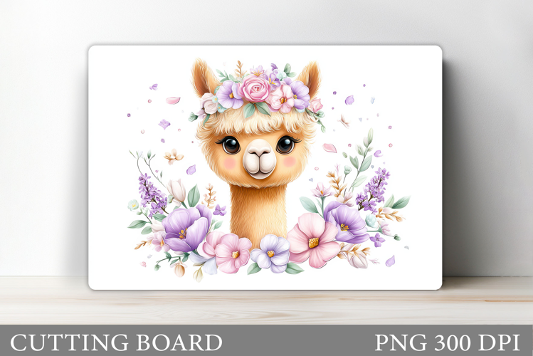 Lama Cutting Board Design. Lama Flowers Cutting Board