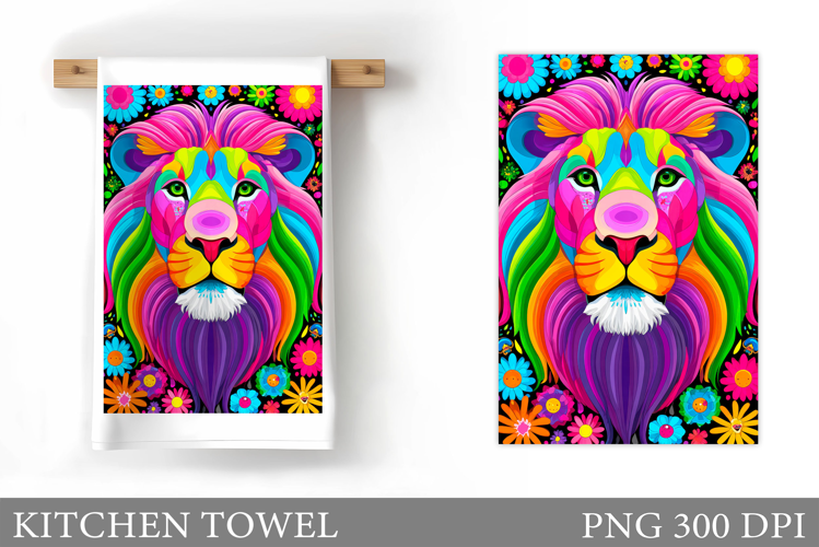 Lion Kitchen Towel Design. Kitchen Towel Sublimation