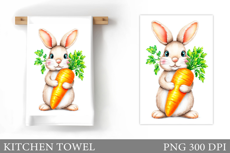 Cute Bunny Kitchen Towel Design. Cute Bunny Sublimation