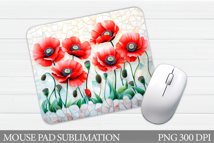Poppies Mouse Pad Sublimation. Flowers Mouse Pad Design