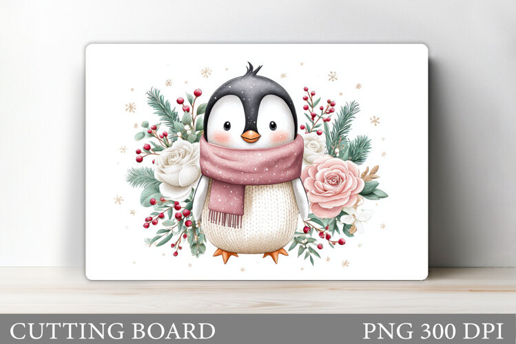 Cute Penguin Cutting Board. Christmas Cutting Board Design example image 1