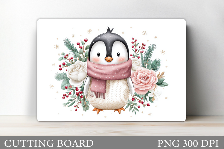 Cute Penguin Cutting Board. Christmas Cutting Board Design