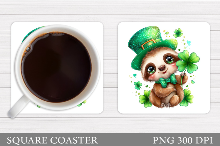 St Patrick Sloth Coaster. St Patrick Coaster Sublimation