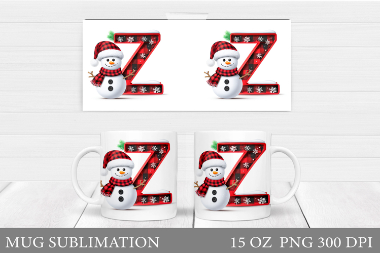 Christmas Letter Z Sublimation. Christmas Mug Design