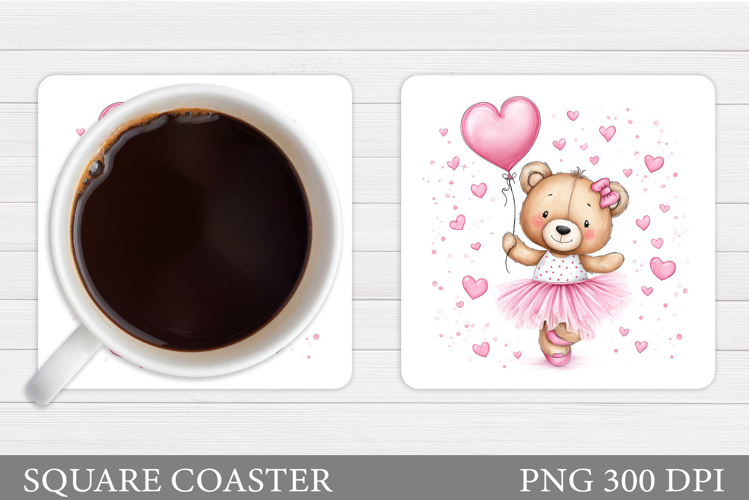 Valentines Bear Coaster. Valentines Bear Sublimation