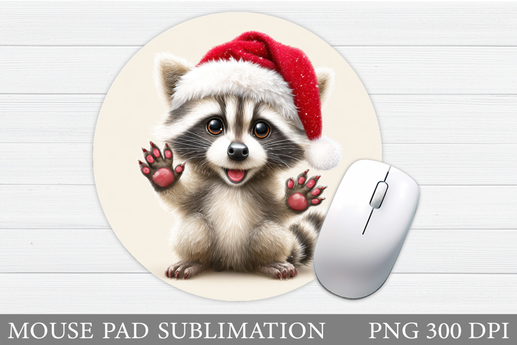 Cute Raccoon Mouse Pad. Christmas Mouse Pad Design