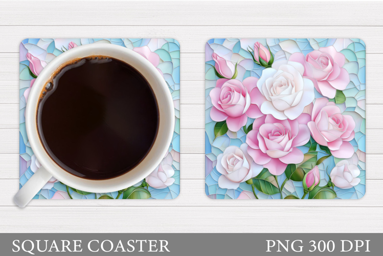 Roses Coaster Sublimation. Flowers Coaster Design
