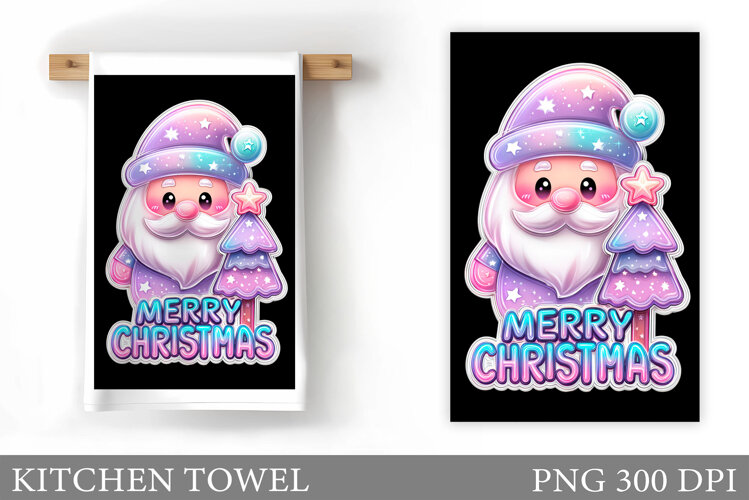 Santa Claus Kitchen Towel. Christmas Kitchen Towel Design example image 1
