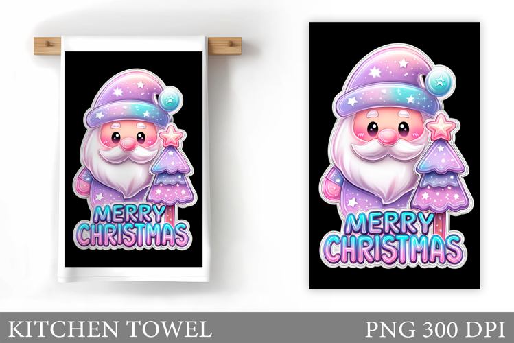 Santa Claus Kitchen Towel. Christmas Kitchen Towel Design