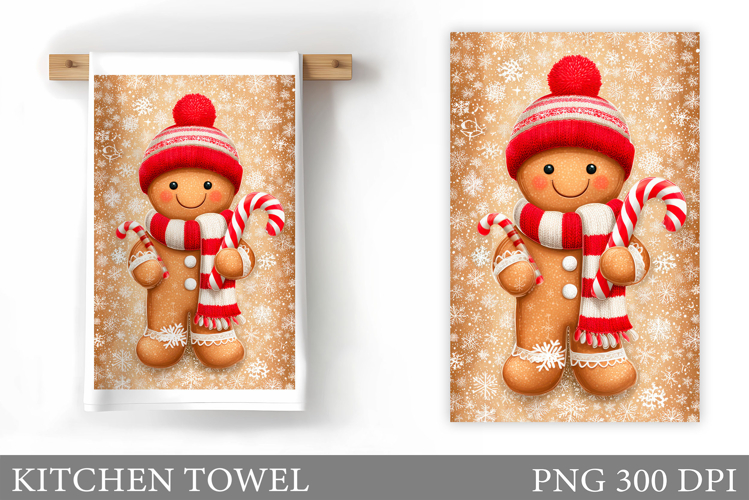 Gingerbread Kitchen Towel. Christmas Kitchen Towel Design