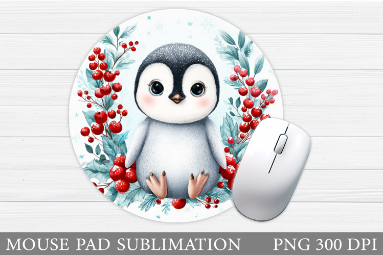 Christmas Penguin Mouse Pad. Christmas Mouse Pad Design