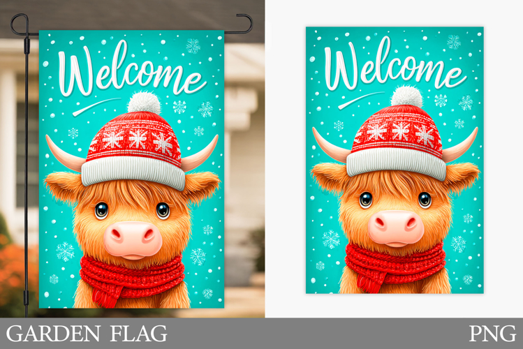 Christmas Cow Garden Flag. Christmas Garden Flag Sublimation