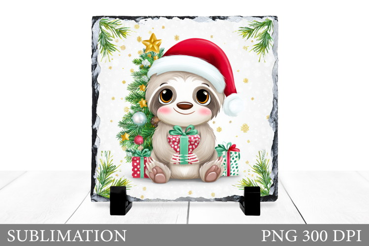 Christmas Sloth Sublimation. Christmas Sloth Slate Design