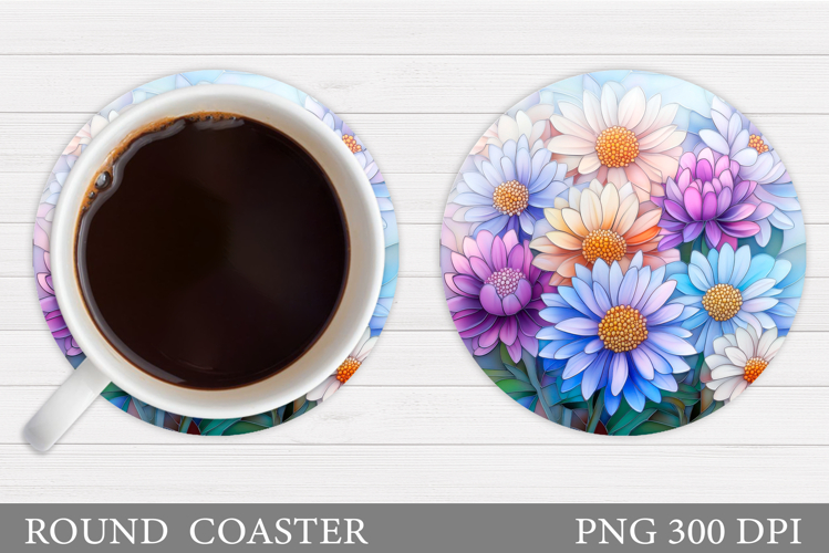 Floral Coaster Design. Flowers Coaster Sublimation