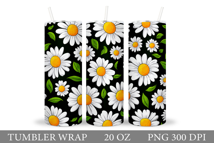 Daisy Flowers Tumbler Design. Flowers Tumbler Sublimation
