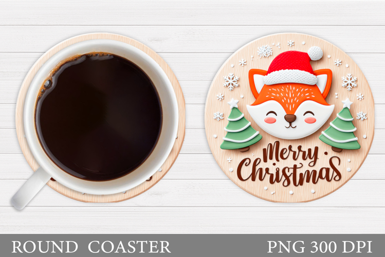 Christmas Fox Coaster. Christmas Coaster Sublimation