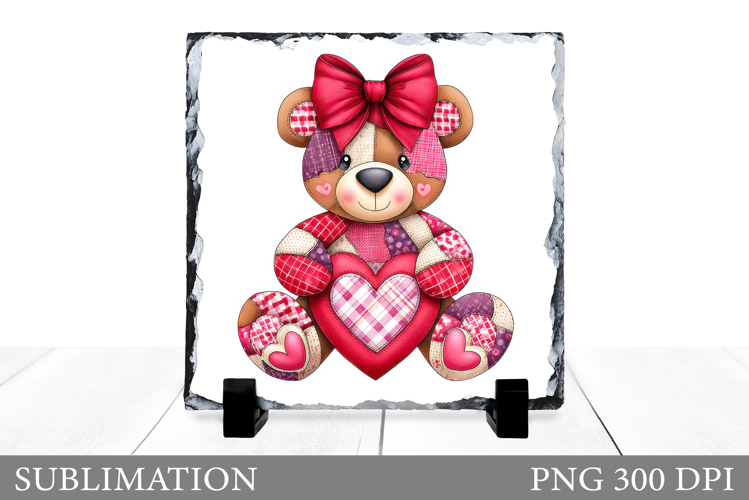 Valentines Bear Sublimation. Valentines Bear Slate Design
