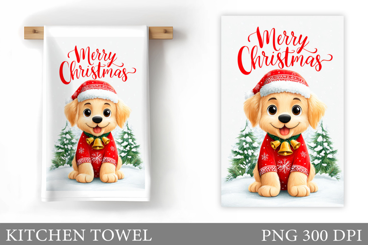 Christmas Dog Kitchen Towel. Christmas Dog Kitchen Towel