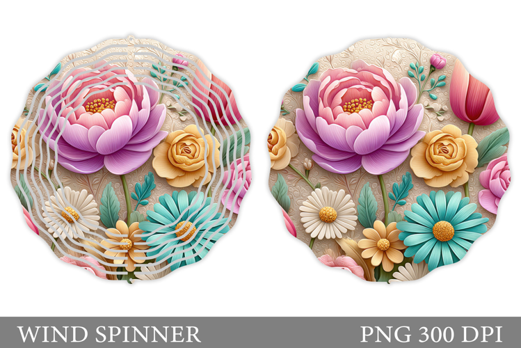Floral Wind Spinner Sublimation. Flowers Wind Spinner Design