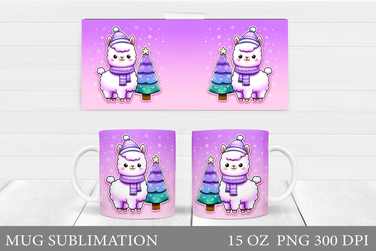 Christmas Lama Mug Design. Christmas Mug Sublimation