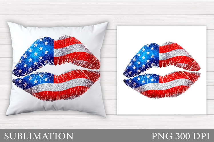 Patriotic Lips Pillow. Patriotic Pillow Sublimation