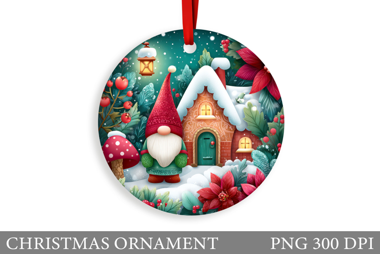 Gnome Christmas Ornament. Christmas Ornament Sublimation