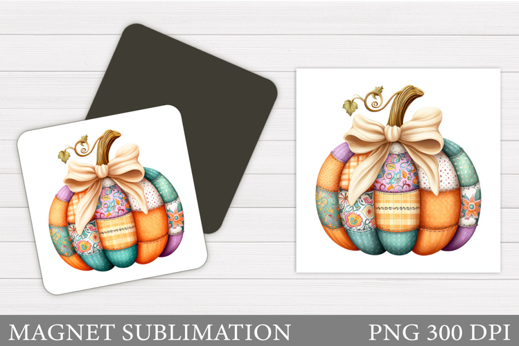 Patchwork Pumpkin Magnet Design. Fall Magnet Sublimation