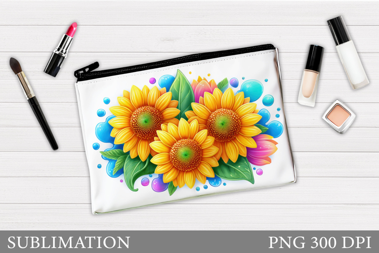 Sunflowers Makeup Bag. Flowers Cosmetics Bag Design
