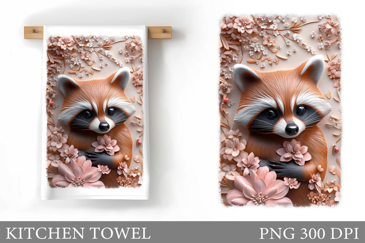 Raccoon Kitchen Towel Design. Cute Raccoon Kitchen Towel