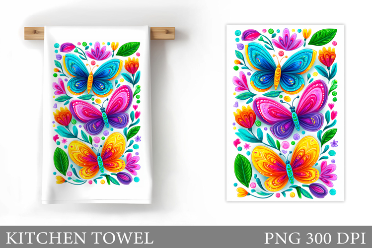 Butterflies Kitchen Towel. Butterflies Sublimation