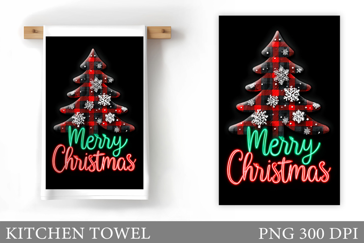 Christmas Tree Kitchen Towel. Christmas Deer Kitchen Towel
